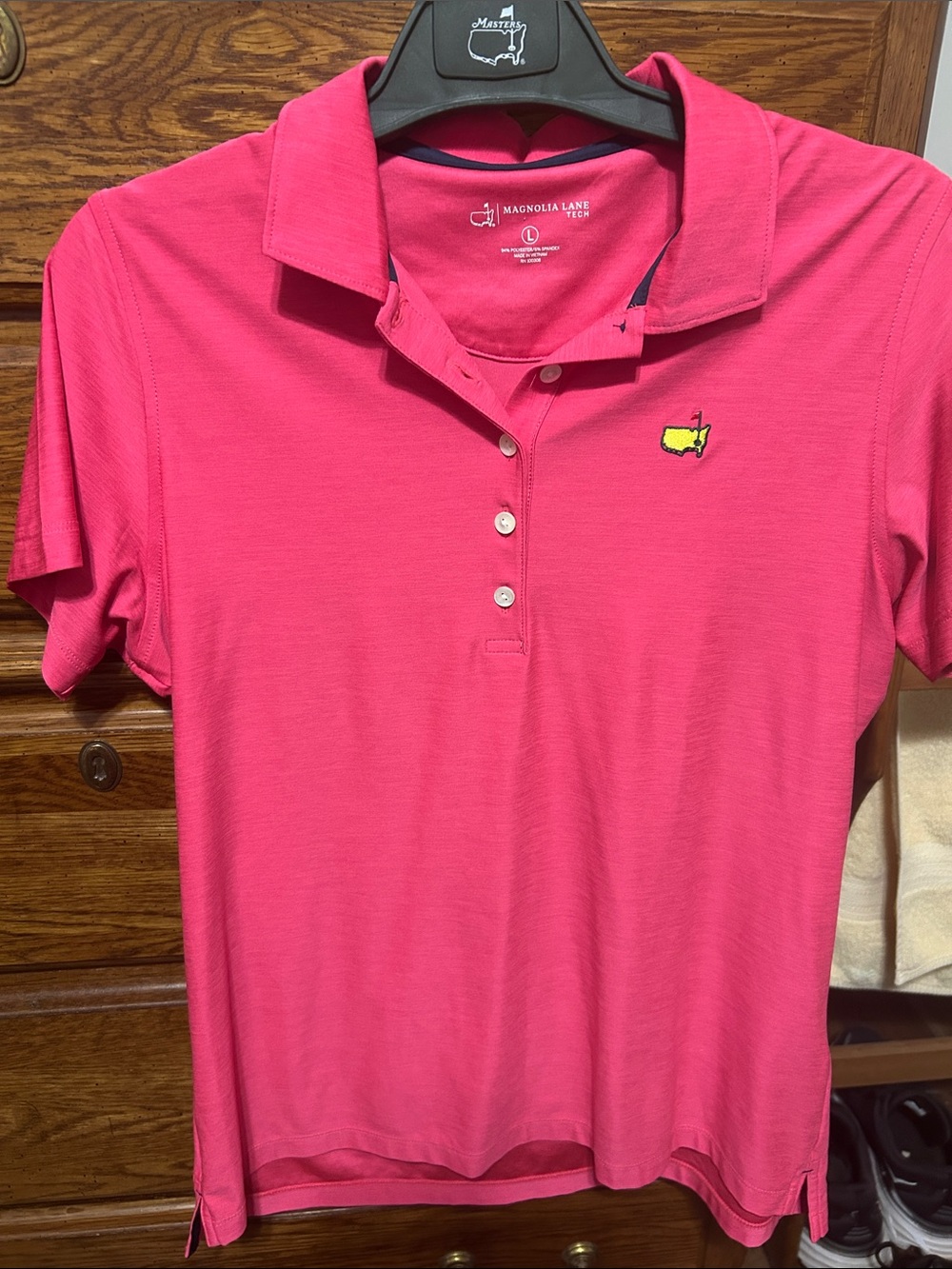Masters Magnolia Lane Womens Pink Polo Shirt with  Masters Logo.  Size Large